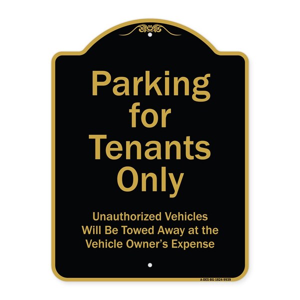 Designer Series-Parking For Tenants Only Unauthorized Vehicles Towed Away, 24" x 18", BG-1824-9939